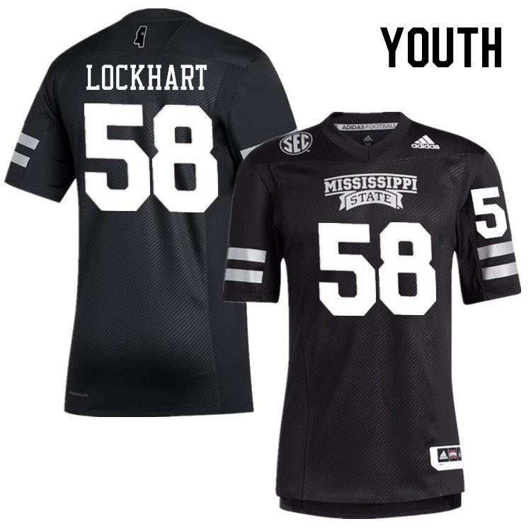 Youth #58 TJ Lockhart Mississippi State Bulldogs College Football Jerseys Stitched-Black